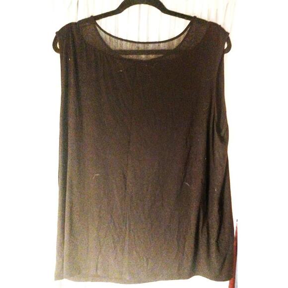 Tahari Women Black Tank Top XL  with sheer collar/trim - sleeveless summer - Picture 1 of 3